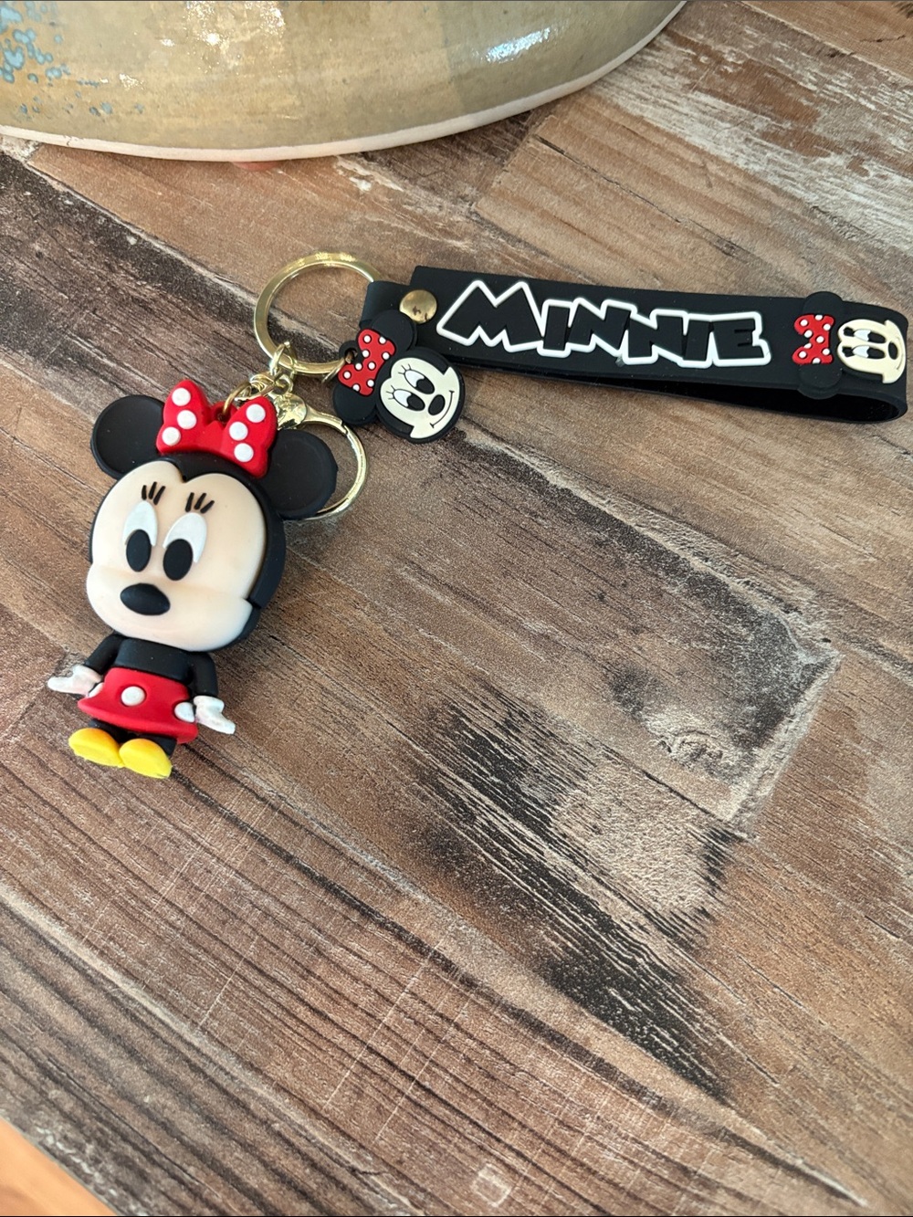 Disney Minnie Mouse Black, Red & Yellow Keychain Wrist Strap